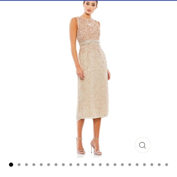Mac Duggal/Beaded Sheath Gown/ nude Size 4